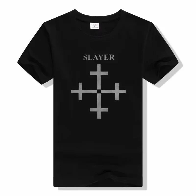 Slayer Классическая Thrash Metal Группа Иконический Логотип Графический Принт Повседневная Короткий Рукав Рок Музыка Уличная Одежда Футболка