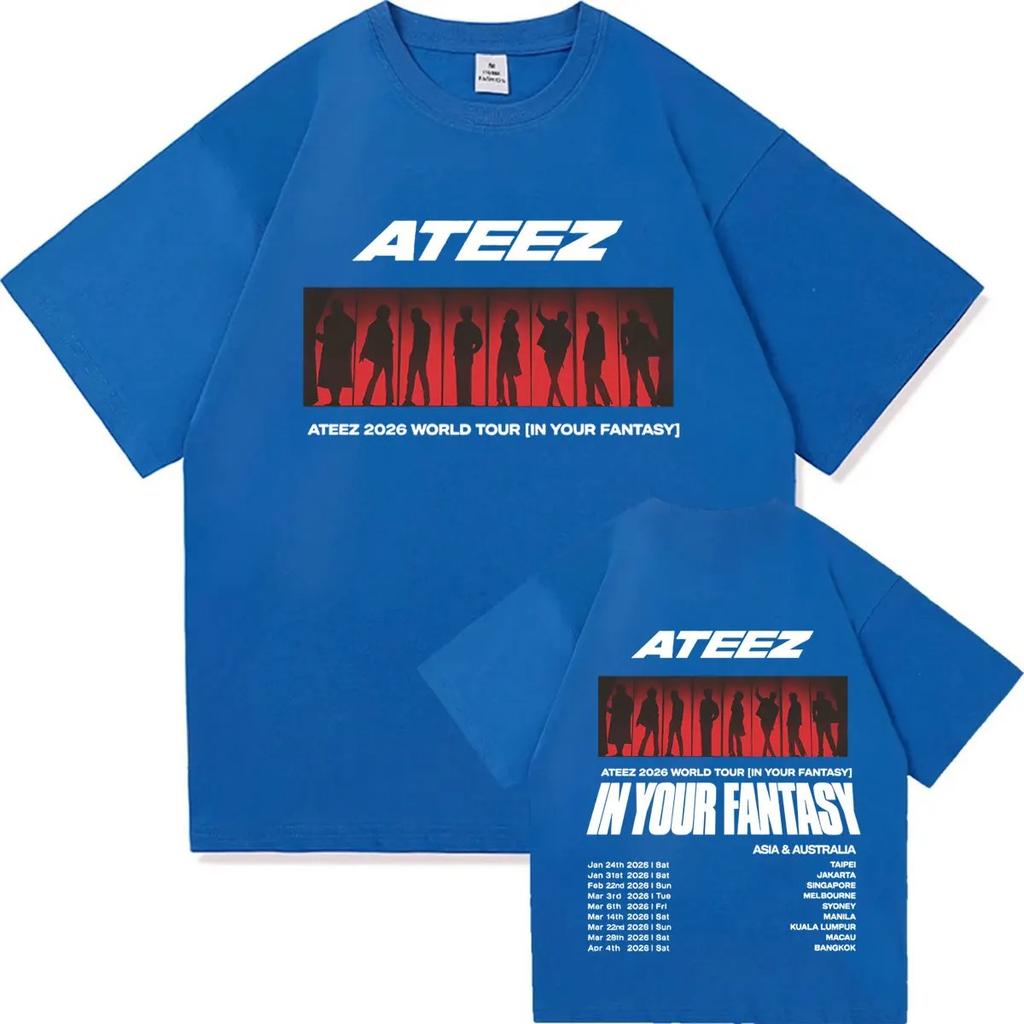 Ateez Мировой Тур 2026 in Your Fantasy Футболки в стиле 90-х Мужские Женские Y2K Оверсайз Высокое Качество Повседневная Футболка с Коротким Рукавом Свободная Одежда