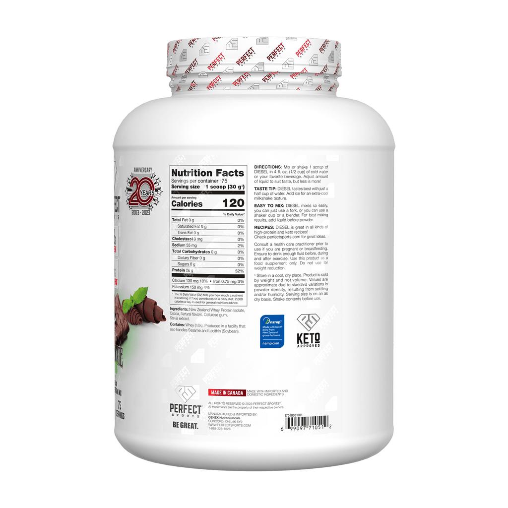 Perfect Sports Diesel, New Zealand Whey Isolate, Chocolate Mint, 5 Lbs (2.27 Kg)