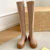 Women Over The Knee High Boots Fashion Slip On Stretch Long Booties Autumn Winter Platfrom Flats Ladies Shoes
