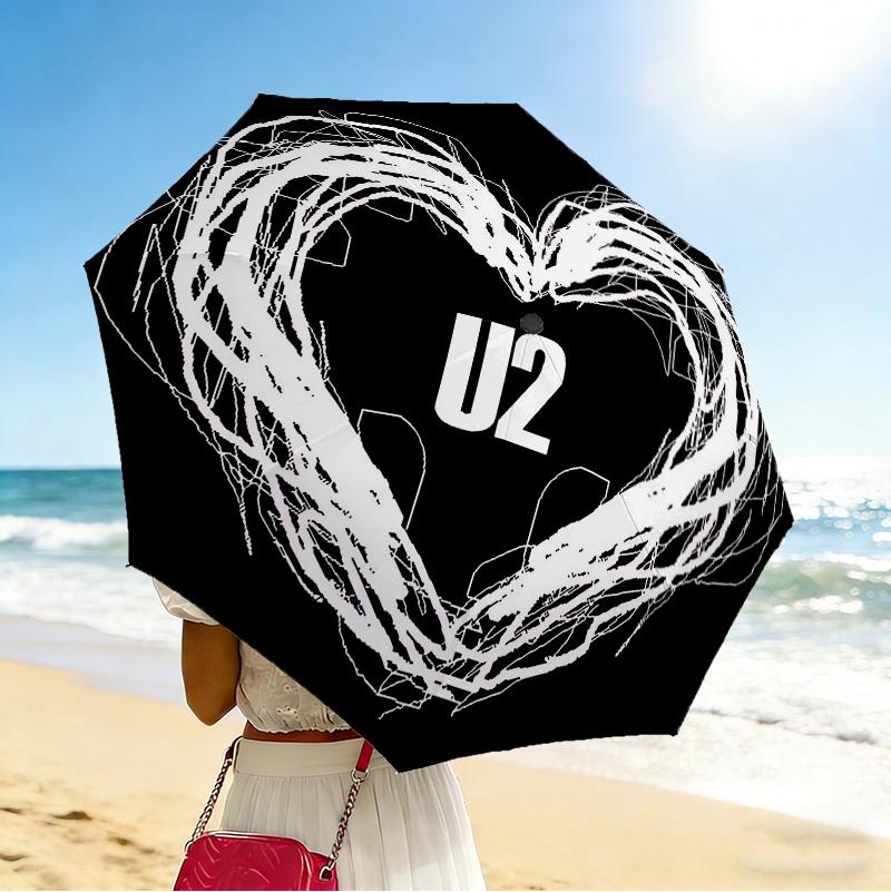 Heart U2 8 Ribs 3Fold Black Glue Uv Protection Umbrella Sun Protection Rainproof Compact Folding Umbrella For Travel Daily Use C923652