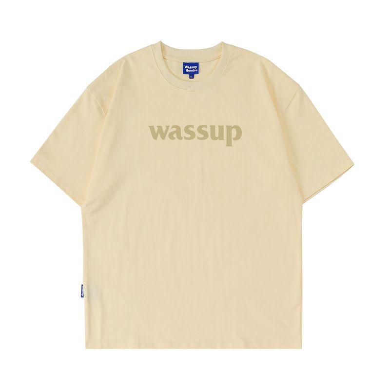 Wassup Heods Simple T-Shirt with Built-In Trendy Solid Color Pure Cotton Casual Top for Men and Women Official Store