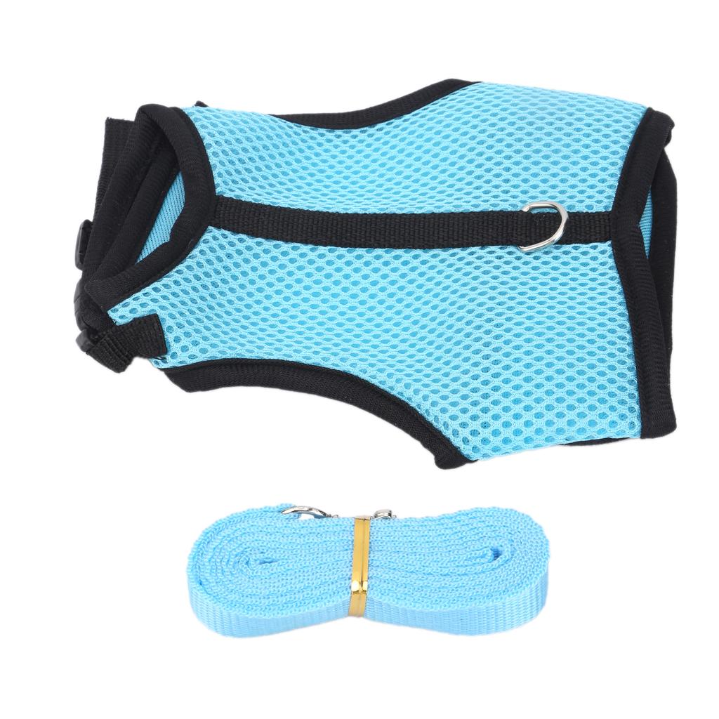 Adjustable Mini Pets Vest Harness and Leash Set Mesh Pet Leash for Rabbits Guinea PigS Light Blue