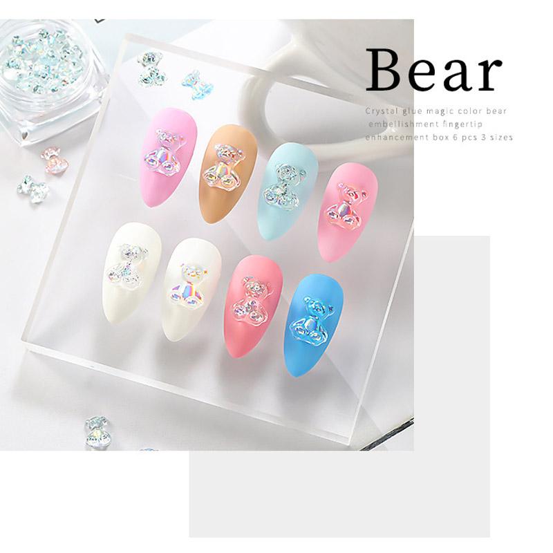 Конфеты с медведем для ногтей, силиконовое желе, резьба, трехмерный медведь, готовый цвет, аксессуары для маникюра с медведем
