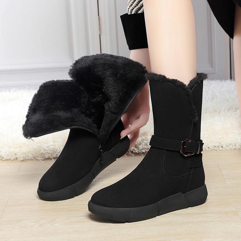 Snow Boots Women Winter Shoes Genuine Leather Flat Women's Short Boots Large Size Warm Non-slip Women's Boots