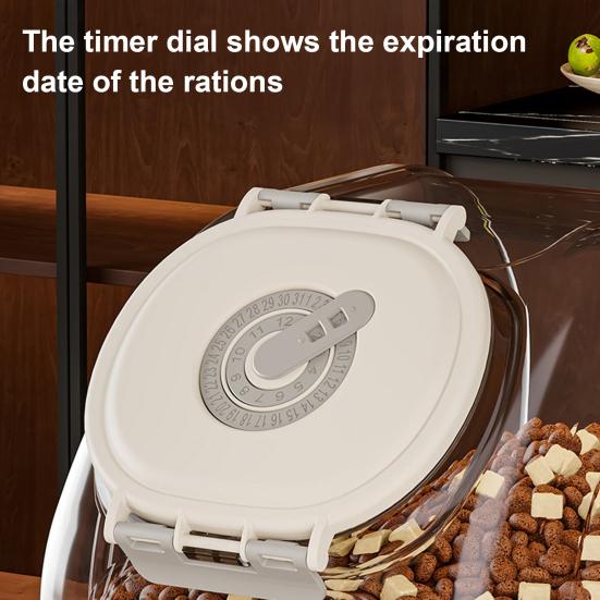 Герметичный контейнер для хранения зерна Прозрачный контейнер для хранения корма для домашних животных с функцией таймера 8 л 16 л Влагонепроницаемый контейнер с мерным стаканом для зерна и домашних животных