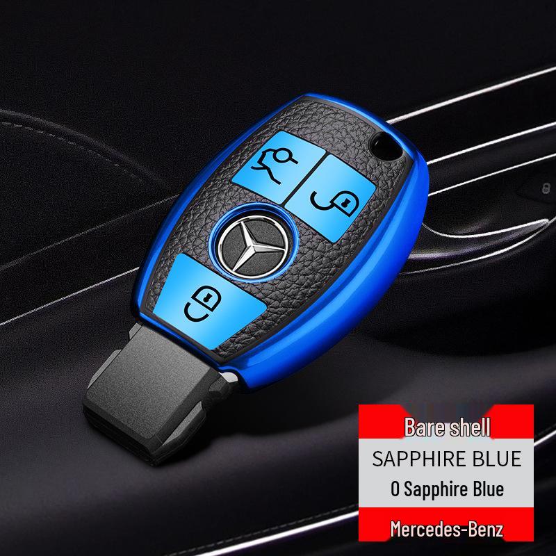 Крышка-чехол из ТПУ для ключа автомобиля Mercedes-Benz для CLA200, GLC260, C260L, GLA, C300 - Гальваническое покрытие с пряжкой (Женский дизайн)
