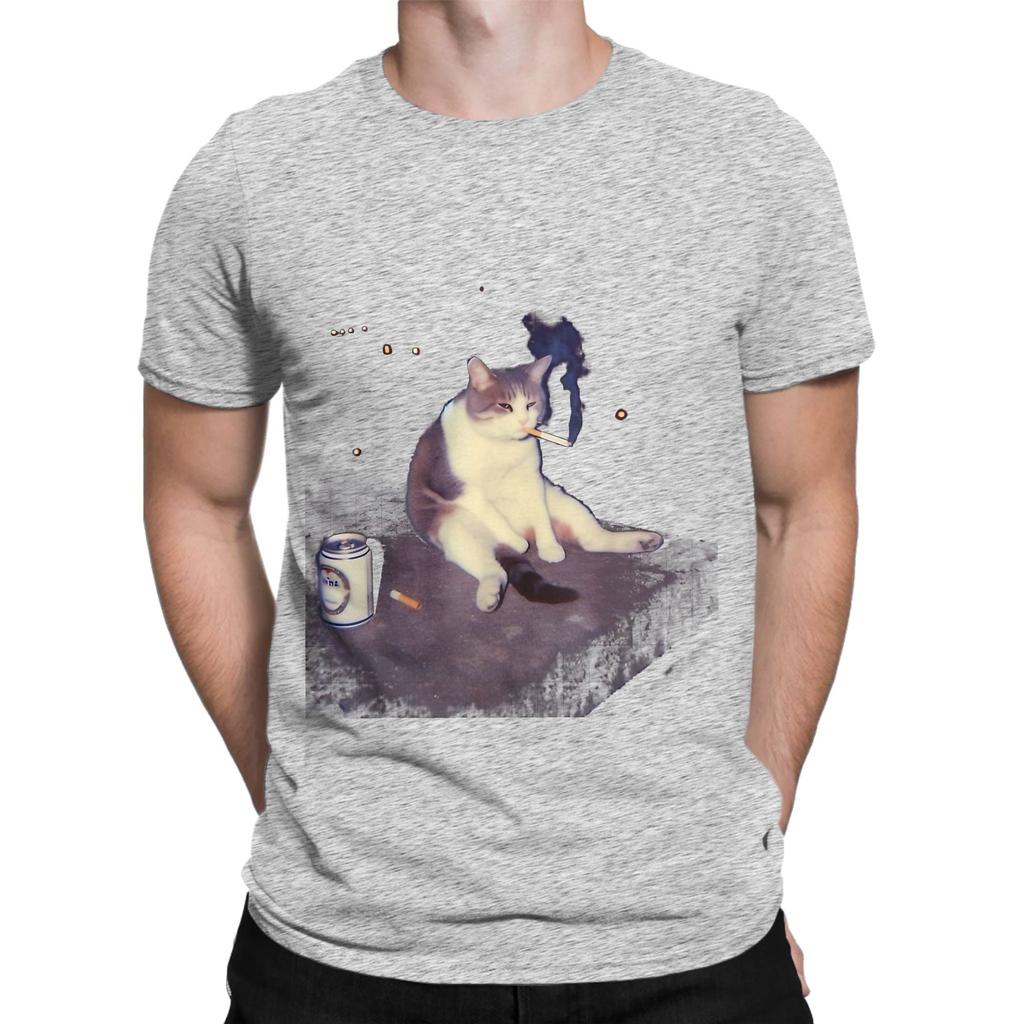 Smoking Meme Funny Cigarette Kitten Brainrot Tee Funny 100 Cotton TShirt Meme Tops Tees For Unisex