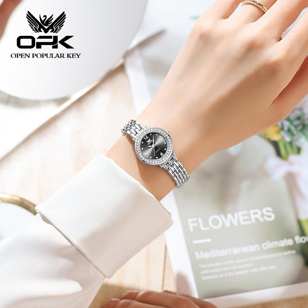 OPK Женские часы Классические Простые Элегантные Брендовые Кварцевые Часы Часы с Бриллиантовым Безелем для Женщин Водонепроницаемые Часы