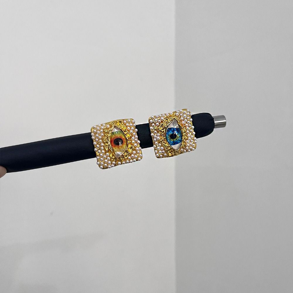 Геометрическое кольцо с голубыми глазами, жемчужное винтажное золотое кольцо, ретро кольцо с глазом демона, подарок