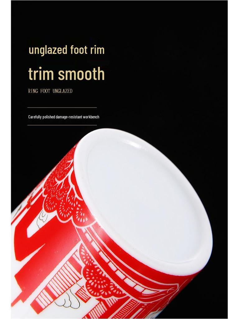 Красный керамический набор чайных чашек с логотипом для памятных корпоративных подарков