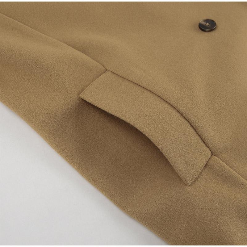 Woolen Coat Women Thick Windbreaker Double Breasted Lapel Long Sleeve Loose Jacket Commuting Casual New Fashion Autumn