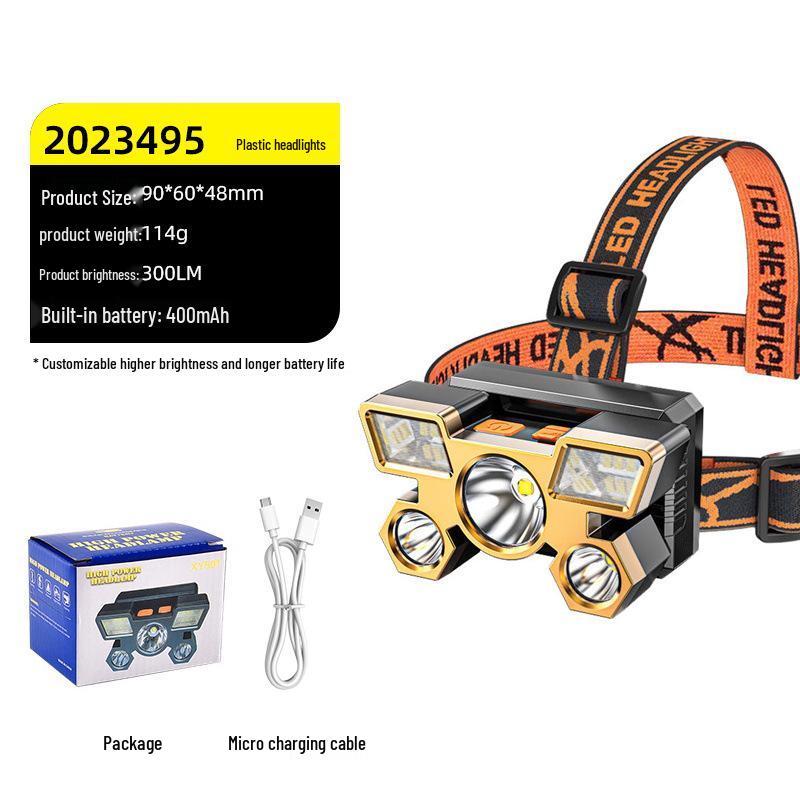 Светодиодный лазерный фонарь с двумя режимами света, перезаряжаемый налобный фонарь - Суперяркий, длительное время работы от аккумулятора, идеально подходит для ночной рыбалки