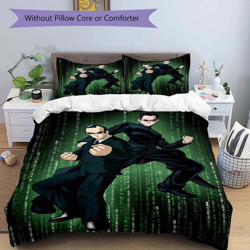 3pcs Matrix Code Duvet Cover Set (1 Duvet Cover + 2 Pillowcases, No Core) - Comfortable, And Breathable Bedroom Decoration yy251104024