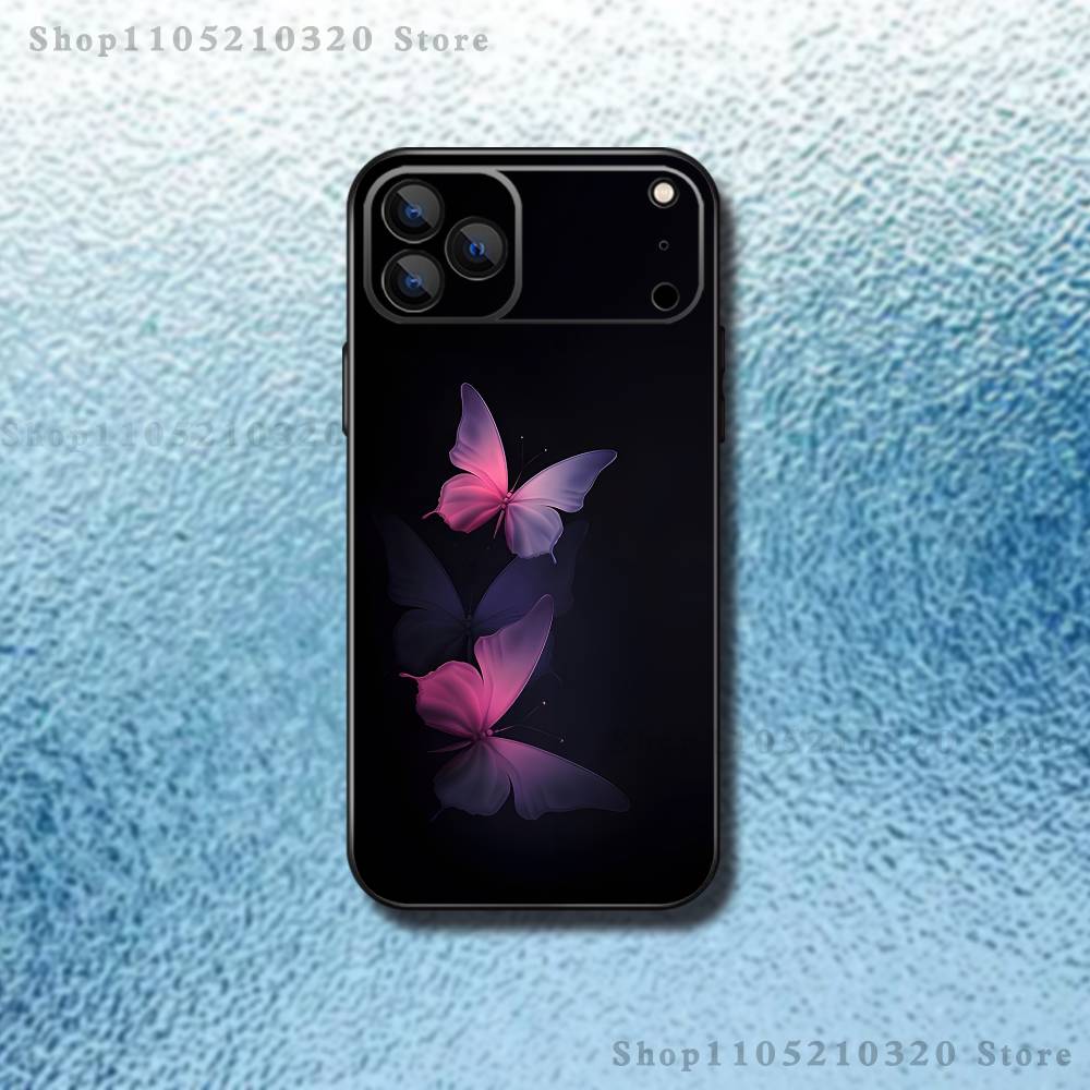 butterfly pattern Phone Case For iPhone 17,16,15,14,13,12,Pro,Max,Plus,E,SE4,Air,Mini Black Soft Box