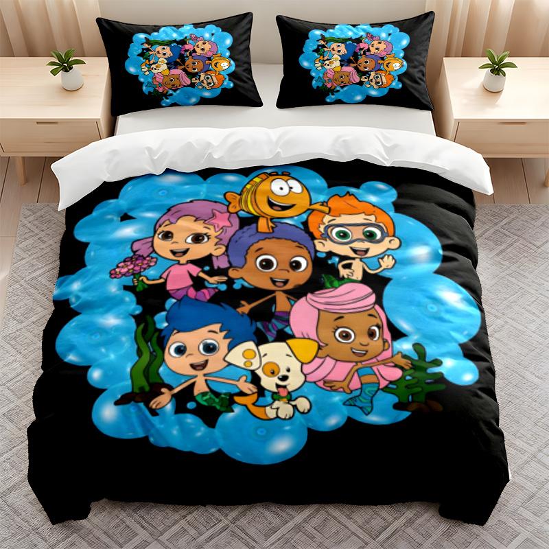Bubble Guppies 3PC Bedding Set Print Duvet Cover with Two Pillowcases Home Bedroom Decoration festival gift