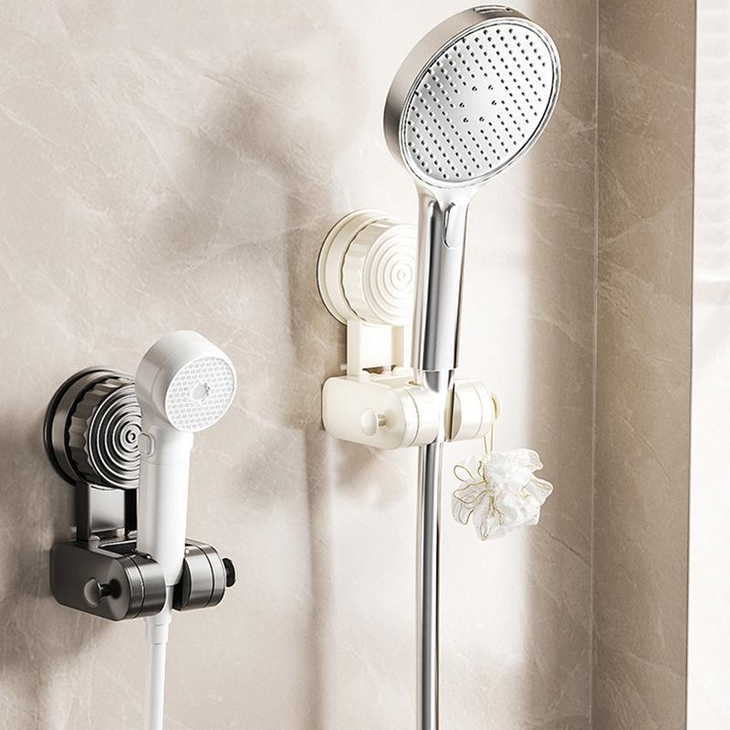 Suction Cup Shower Head Holder Relocatable Adjustable Handheld Sprayer Support Wall Mounted With Hooks Sprayer Fixed Base
