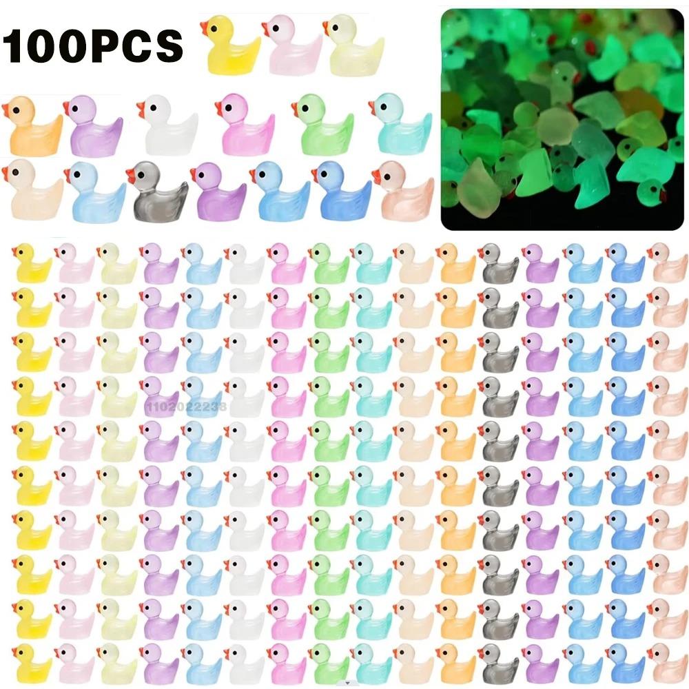 100/50 шт. Мини-утки из смолы, Миниатюрные фигурки, Украшения, Декор, Желтое животное, Садовые поделки, Крошечная утка, Ландшафтные растения, Фея