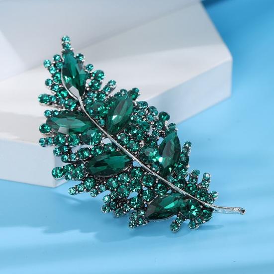 Creative Shining Rhinestones Lapel Shape Pin Brooch Clothes Leaves Shawl Hat Badge Accessories Party