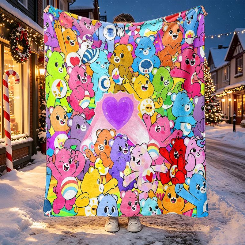 Care Bears Pattern Blanket for Home Decoration, Bed, Sofa, Car Travel, Camping, Suitable for All Seasons, Birthday Christmas Gift