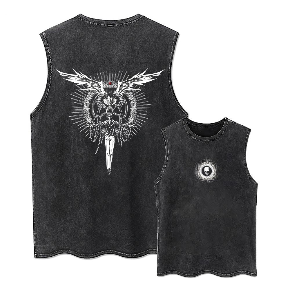 Harajuku Vintage Washed T Shirts Death Note Anime Graphic Printing T Shirt Oversize Cotton Fashion Streetwear Unisex Top Tee