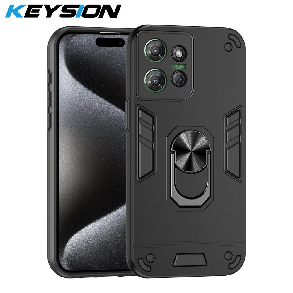 KEYSION Противоударный защитный чехол для Motorola Moto G Power 2025 Мягкий силиконовый чехол + подставка для ПК с кольцом-подставкой для телефона MOTO GPlay 5G 2025