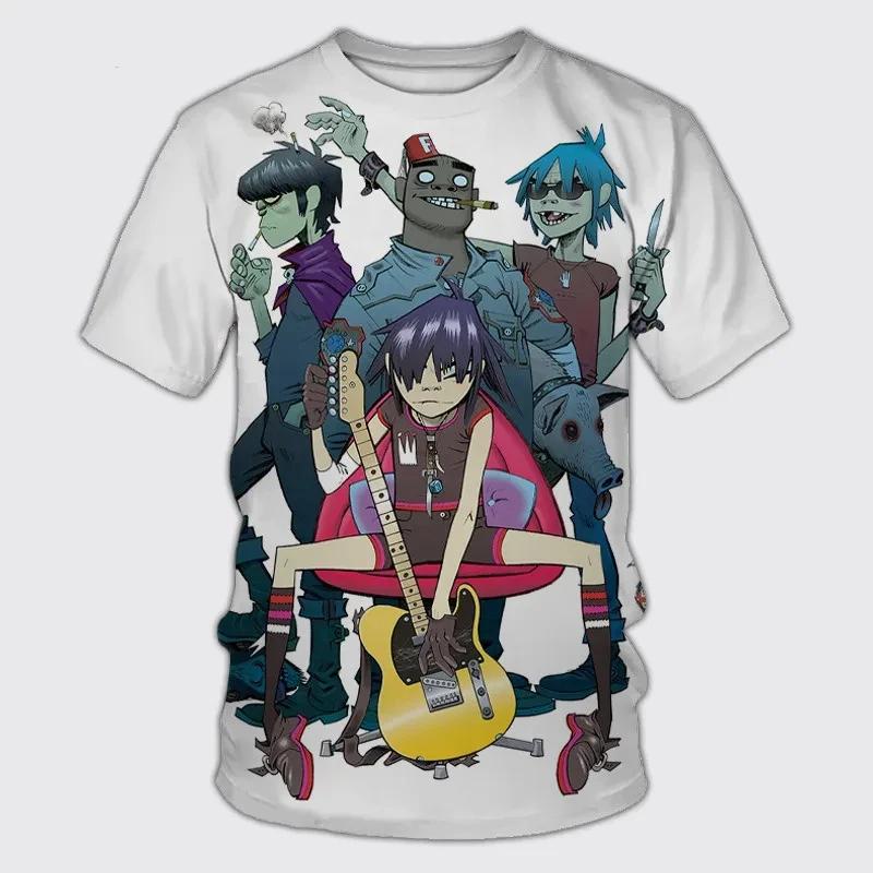 Рок-группа Gorillaz с 3D принтом для мужчин и женщин, повседневные модные футболки с круглым вырезом, детские топы с короткими рукавами, летняя одежда унисекс большого размера