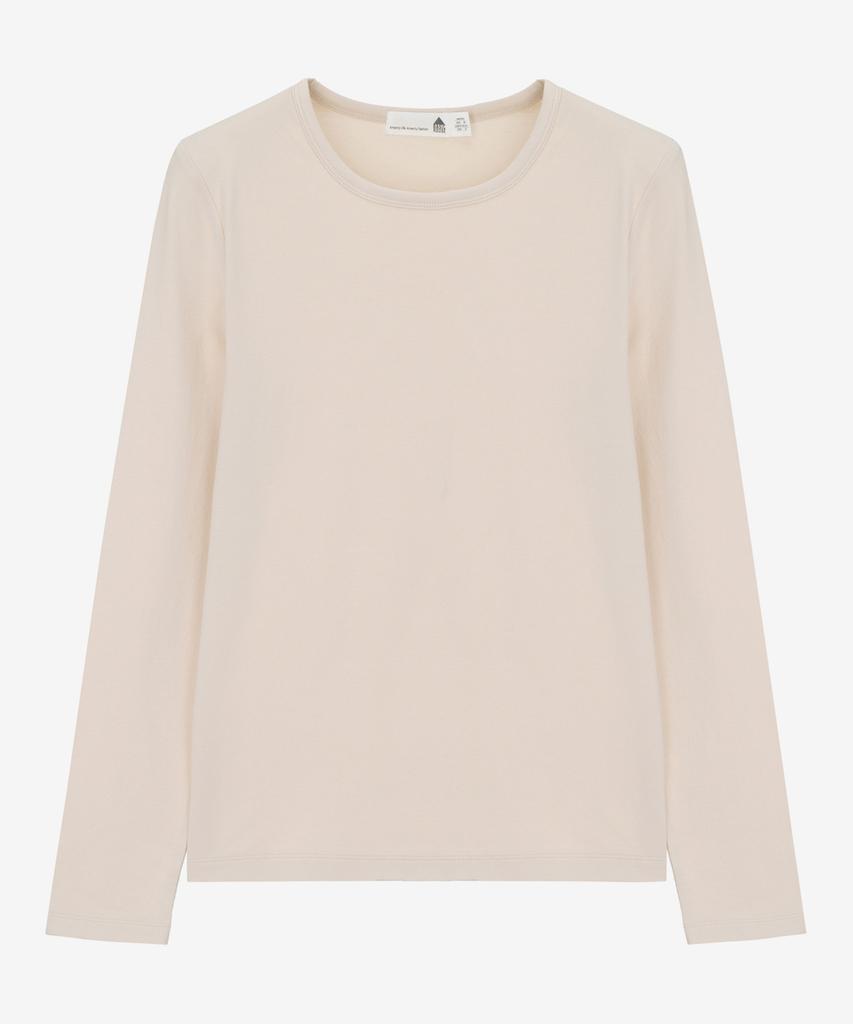 BASIC HOUSE Women'S Slim Fit Spandex Long Sleeve T-Shirt Beige Lats0208