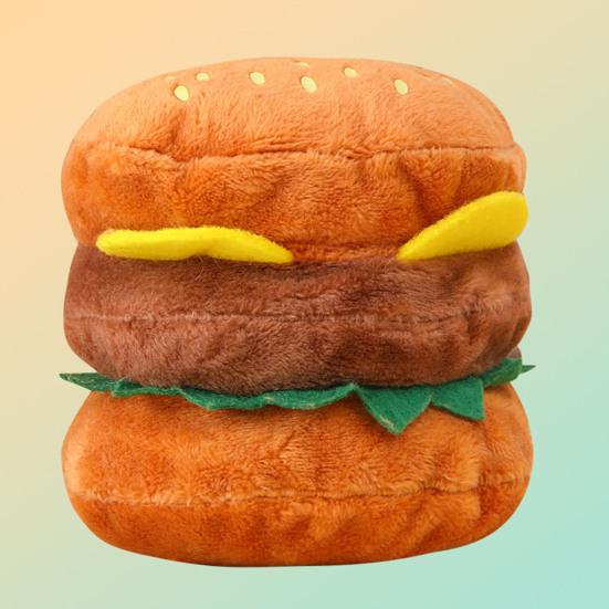 Интерактивная плюшевая игрушка для собаки, имитирующая гамбургер, со встроенным звуком, для чистки зубов, для снятия скуки, милые игрушки для собак
