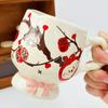 Creative Hand Colored Flower Ceramic Cup High Value Souvenir Gift Cup Large Capacity Office Coffee Cup Couple Water Cup
