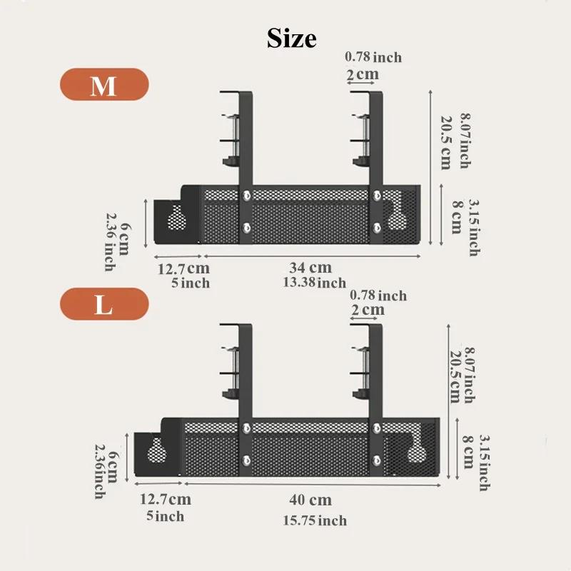 Under Desk Clamp Mounted Cord Organizer No Drill Wire Management Holder Mesh Cable Basket for Managing Cables Power Strips