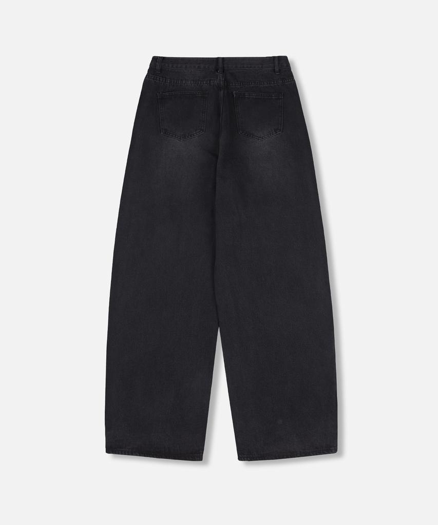 NP STUDIO Vintage Natural Wash Wide Denim Pants Black