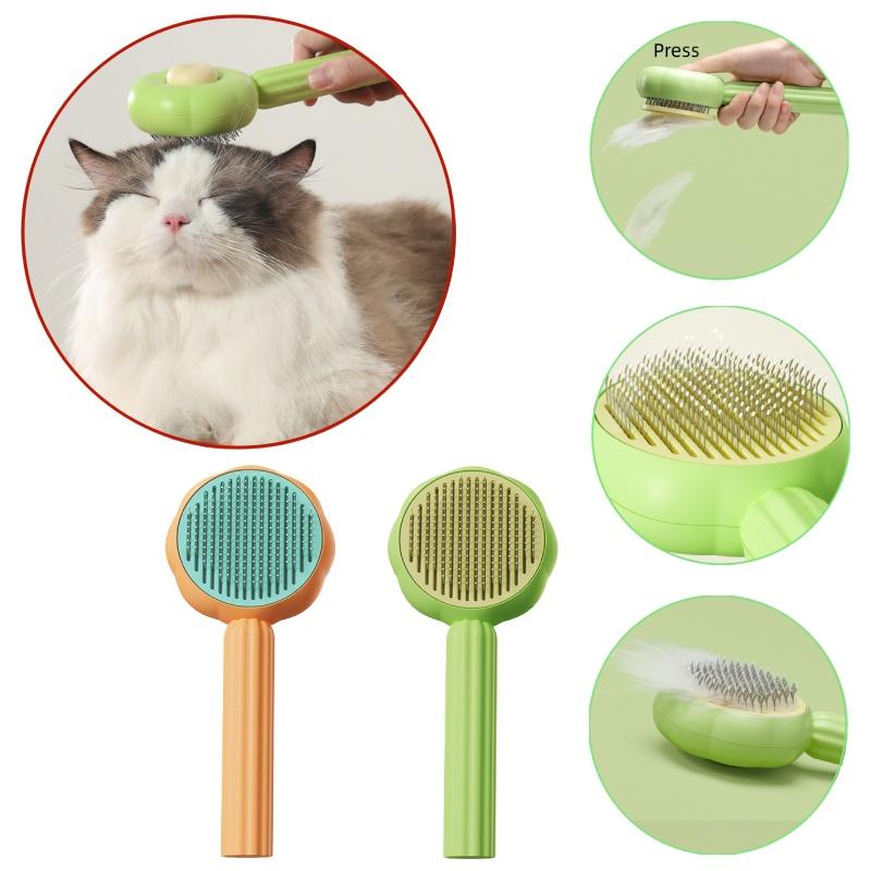 New Sunflower Pet Grooming Brush Self-cleaning, Curved Teeth, And Resin Protection For A Gentle, Spa-like Experience