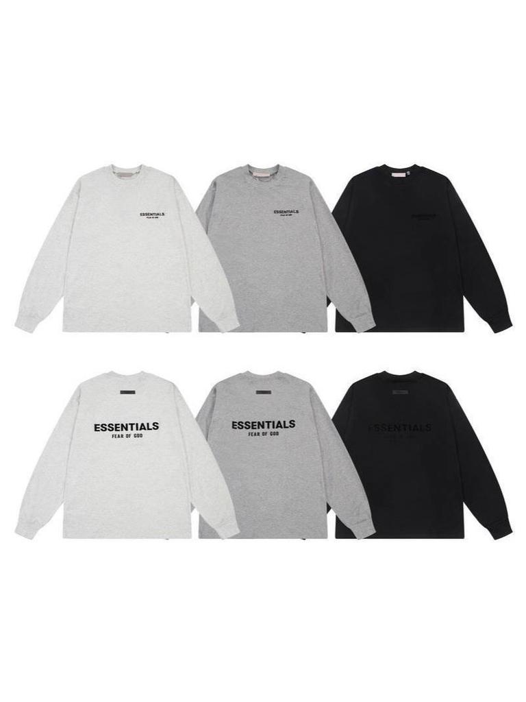 Черная толстовка с круглым вырезом и принтом букв - Тренд Essentials 2025SS