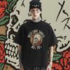 Skull O-Neck Tee Loose Oversize T Shirt American Retro Rapper Tops Classic Creative Cotton Clothes Fashion Men Tshirt DIY
