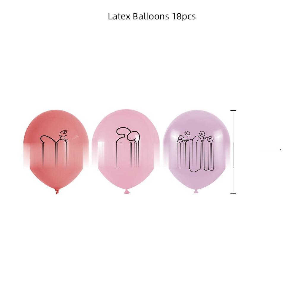 Birthday Decoration Party Set Cute Pink 2 Characters Anime Children Girls Happy Birthday Garland Banner Cake Topper Set of 32