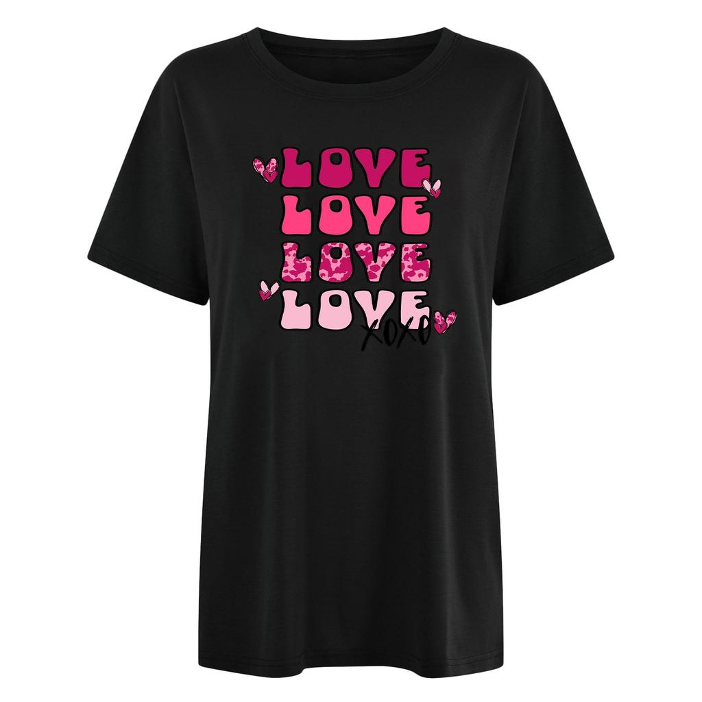 Женский топ с коротким рукавом и принтом «О-образный вырез», классическая футболка унисекс ко Дню святого Валентина