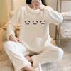 Winter Flannel Warm Pajamas for Wome Thickening Round Neck Long Sleeve Outfits for Women 2 Piece Set Cute Printing Home Wear