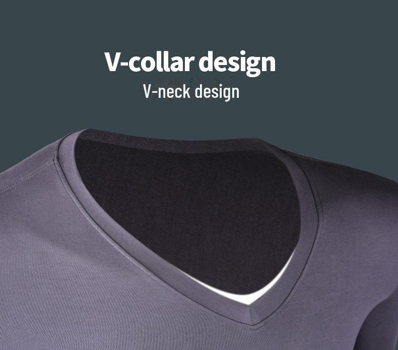 Men's Slim V-Neck Thermal Shirt – Breathable Mesh Base Layer for Autumn/Winter