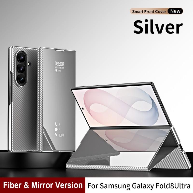 Fold 8 Ultra Case With Smart Mirror Screen Cover Flip Leather Shell Shockproof Magnetic PC Back Galaxy Z