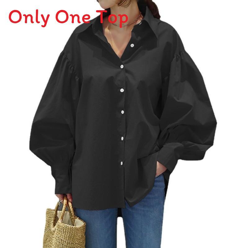 Womens Casual Shirt With Lantern Sleeves And Splicing For Office Wear And Spring