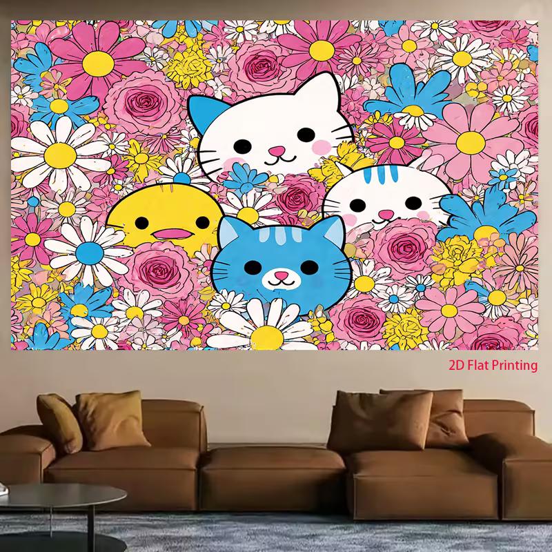 2D Bright Colorful Flower Cat Duck Backdrop Kids Themed Party Photography Background
