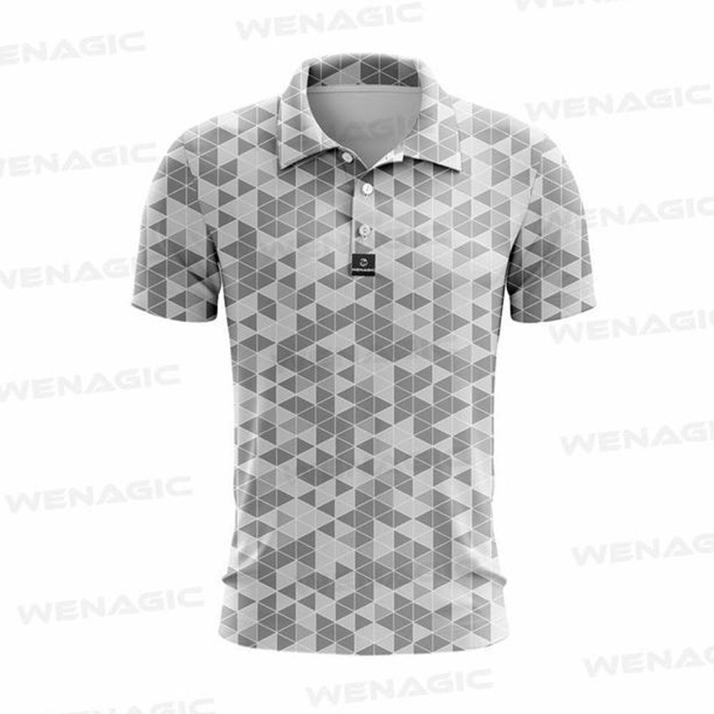 Golf polo shirt diamond pattern polo shirt summer short sleeve t-shirt quick drying breathable