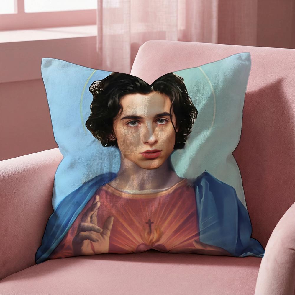 T-Timothees Chalamets Cushion Cover Multi-Scene Pillow Cover for Home & Car - Reversible, Soft & Durable for Daily Use
