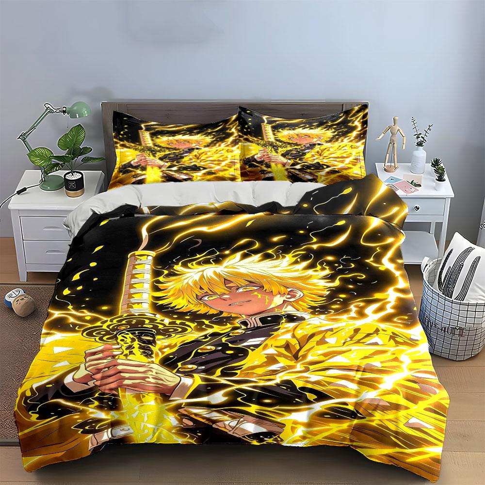 Yellow-haired character with sword. Bedding sets Duvet cover sets Duvet covers Pillowcases(1 * Duvet Cover 2 * Pillowcases without duvet insert)
