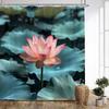 1 шт. для шторки для ванны Lotus Bloom - Элегантный дизайн водного сада с розовыми цветами и сине-зелеными листьями, Безмятежный ботанический декор, Ду