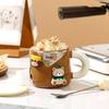 Кружка Honey Bear из утолщенной керамики с крышкой и ложкой, кофейная чашка, 3D магнитная съемная адсорбционная вешалка, посуда для питья