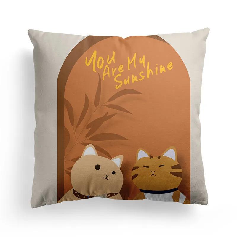 Nordic Orange Geometric Throw Pillow Cover Flower Printed Home Decorative Pillow Cushion Covers Office Sofa Pillowcase