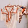 Summer Thin Fake Collar Small Silk Scarf Women'S Korean Version Of Versatile Ins Trendy Shirt With Vest T-Shirt With Shoulder Shawl Autumn