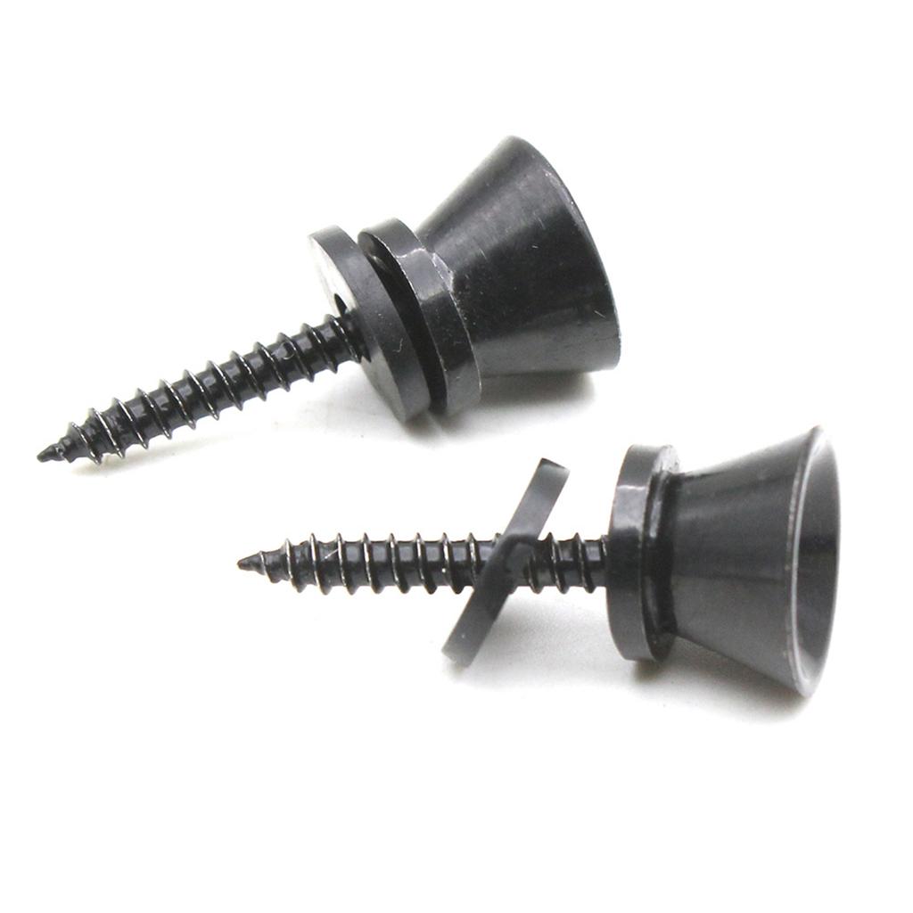 2pcs Guitar Strap Lock Pins Peg Metal Black Silver for Acoustic Electric Guitar Ukulele Bass Universal